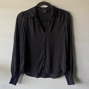 Express Black Button-Front Long-Sleeve Blouse